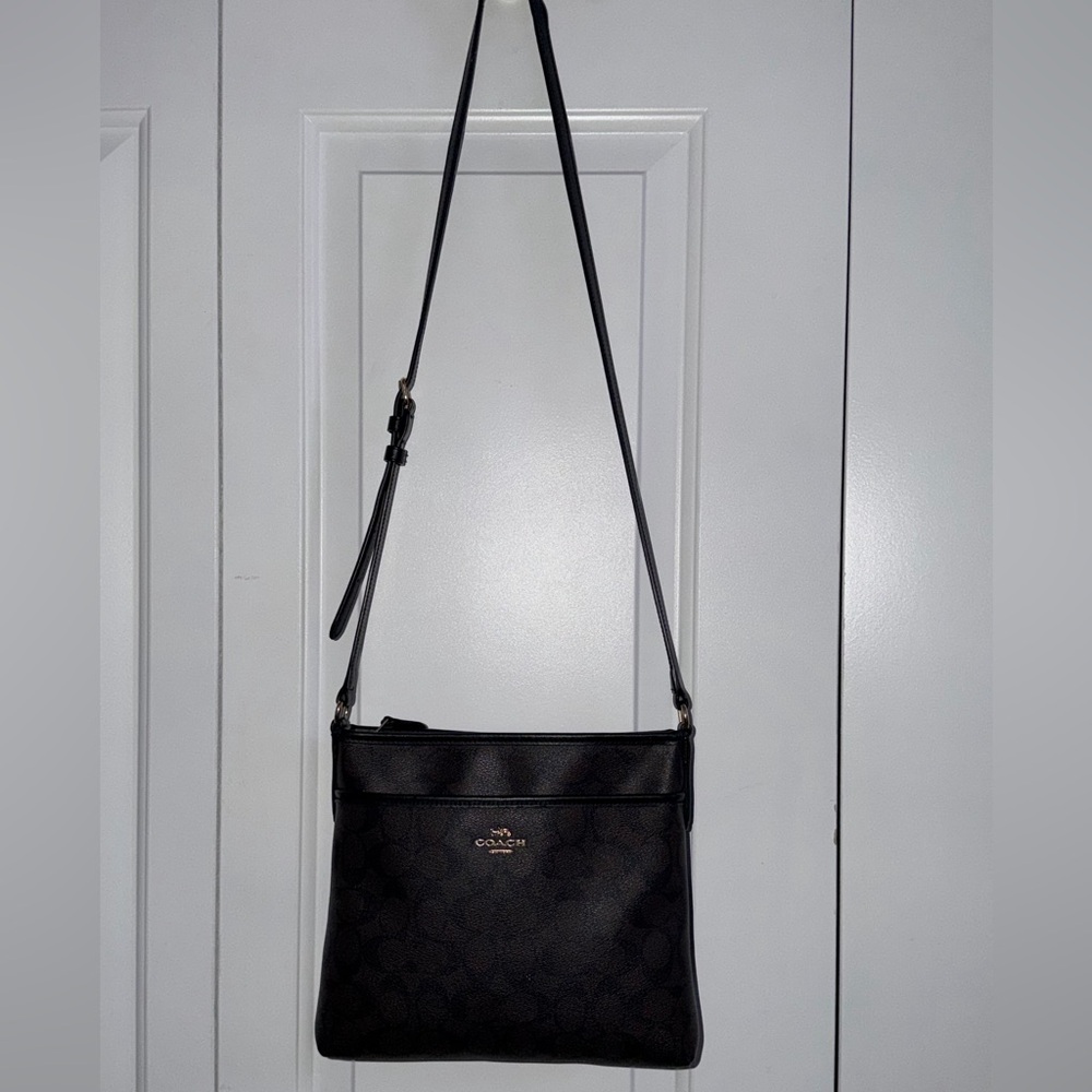 Coach Signature Dark Brown Crossbody Bag - Picture 2 of 5